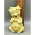 Vtg Polystone Yellow Textured Pig Figurine Sitting Piggy Kitsch Decor 3 5  As Is