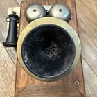 Antique Oak Wall Mount Telephone Leich Electric Co     105-o 1600
