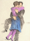 Raphael Soyer Couple Embracing Lithograph In Archival Mat 10  X 8 