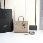 Women s Light Gray Pebbled Leather Tote Bag  Lock   Key Crossbody Handbag