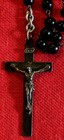 Catholic Rosary With  Black Prayer  Beads Crucifix From Italy 32  Long