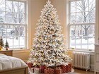 5 5   7 5ft Flocked Cedar Pe   mix Pre   lit Christmas Tree Dual   color Led With Remote