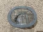 Vintage Clear Glass Art Deco Bowl Base   Metal Wire Oval Flower Frog Top
