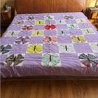 Vintage Handmade Patchwork Butterfly Quilt Size 84  X 78  Farmhouse Rustic