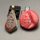 Ancient Carnelian Intaglio Seal Stone Pendant Bee Engraved Red Agate Bead Roman