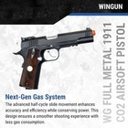 500 Fps New Full Metal Wg Airsoft M 1911 Gas Co2 Hand Gun Pistol W  6mm Bb Bb   