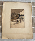 Vtg Hans Luthmann Signed Original Etching Eingeschneit Winter Snow Scene German