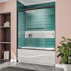 Elegant 60 In  W X 62 In  H Sliding Semi-frameless Tub Door Matte Black Finish