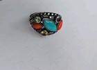 Carolyn Pollack Relios Sterling Silver Turquoise Coral Multi Stone Ring 9