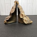 Set Of 2 Pm Craftsman Dogwood Flower Gold Tone Cast Metal Matched Bookends Brass