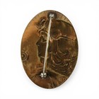 Vintage Girl With Sunflower Art Nouveau Brass Pin Antique Brooch French Casting