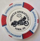Harley-davidson Vehicle Operations York Pa White red Signature Poker Chip