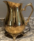 Vintage International Silver Company Electroplated W 24k Gold Footed Pitcher
