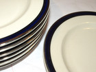 7 Vintage American Airlines 7  Ceramic Plates  Syracuse China  Silver blue Trim 