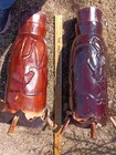 Set Of Two Vintage Handcarved West African Peg Drums
