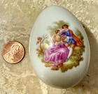 Limoges France Victorian Gold Paint Egg Shaped Trinket Box 2 3 8 Inches