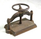 Antique 1890s Victorian Cast Iron Wheel Book Press
