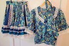 Vtg Nwot Fun Fancy Ca Originals Butterfly Print Ruffle Lace Square Dance Set M