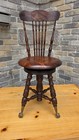 Antique Victorian Mahogany Ball   Claw Swivel Piano Stool Backrest Cook Quality 
