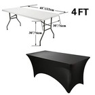 4ft Black Fitted Spandex Tablecloths Rectangular Wedding Party Banquet Stretc   