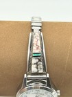 Vintage Native American Sterling Silver Inlay Watchband Tips   Watch Signed Fs