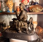 Antique Signed Houlet French Calliope Bronze  Sculpture Art Nouveau