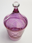 Vtg Etched Glass Vanity Bathroom Dresser Jar With Lid Pink Purple 6 5 