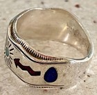 Carolyn Pollack Sterling Silver Story Teller Turquoise Inlay Band Ring Size 6 5
