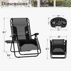 2piece Zero Gravity Chairs Oversized Heavy Duty Lounger 0-170   Adjustable Gray