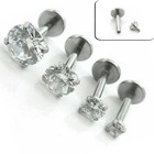 New 18g Prong Set Flat Back Helix Tragus Nose Ring Ear 1 4  2-5mm Clear Crystal