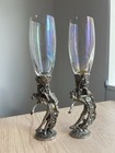 Pewter Heart Kissing Fairies - Champagne Flutes