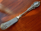 Coin Silver Wood   Hughes Bust Master Butter Spreader  No Mono