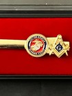 Us Marines Masonic Square Compass Tie Bar Necktie Gold Color Fraternity New 