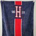 Vintage 90s Tommy Hilfiger Navy Blue   Red Cotton Beach Bath Towel 27x47