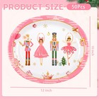 50pk Christmas Pink Nutcracker Oval Plates Heavy Duty Holiday Party Dinnerware