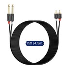Dual 1 4  Ts Dual Rca Stereo Audio Interconnect Cable 15ft Male To Male