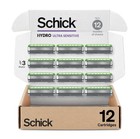 Ultra Sensitive Razor Refills 12ct   3 Blade Shaving Heads For Men  Smooth Shave
