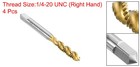 4pcs Spiral Flute Thread Taps 1 4-20 Unc Titanium Coated Screw Threading