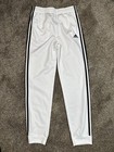 Adidas Youth Large 14 16 Track Pants White Black 3 Stripe Joggers Athletic