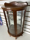 Vtg Curved Glass Wood Mini Curio Cabinet Collectibles Trinkets  23  Tall Nl