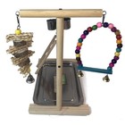 Hamiledyi Bird Playground Parrots Play Stand Wooden Parrot Perch Gym Playpen