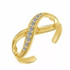 Infinity Toe Ring Adjustable Round Cut Simulated Diamond 14k Yellow Gold Plated