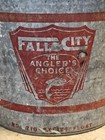 Vintage Falls City Galvanized Minnow Bucket No 710 Two Piece With Wooden Handle 