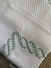 Nip Italian Pique King Shams pair White green Embroidery Scalloped Flange