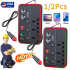 1 2pcs Car Charger With Ac Outlets   Usb - 60w Power Inverter With 3 Ac Sockets