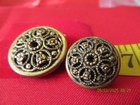 2 Vintage Brass Metal Buttons  1 Inch And 3 4 Inch Floral Relief  Self Shank
