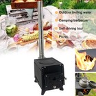 Portable Wood Stove Outdoor Camping Picnic Cook Heating Wood Burning Stove Black