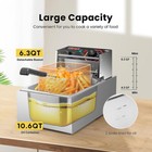 2500w 10l 10 6qt Electric Deep Fryer Commercial Stainless Steel W  6 3qt Basket