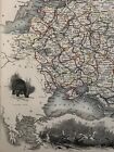 1851 Russia In Europe Original Map  Engraving With Hand-coloring