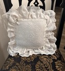 Vintage French Country Victorian Ruffled Lace Pillow With